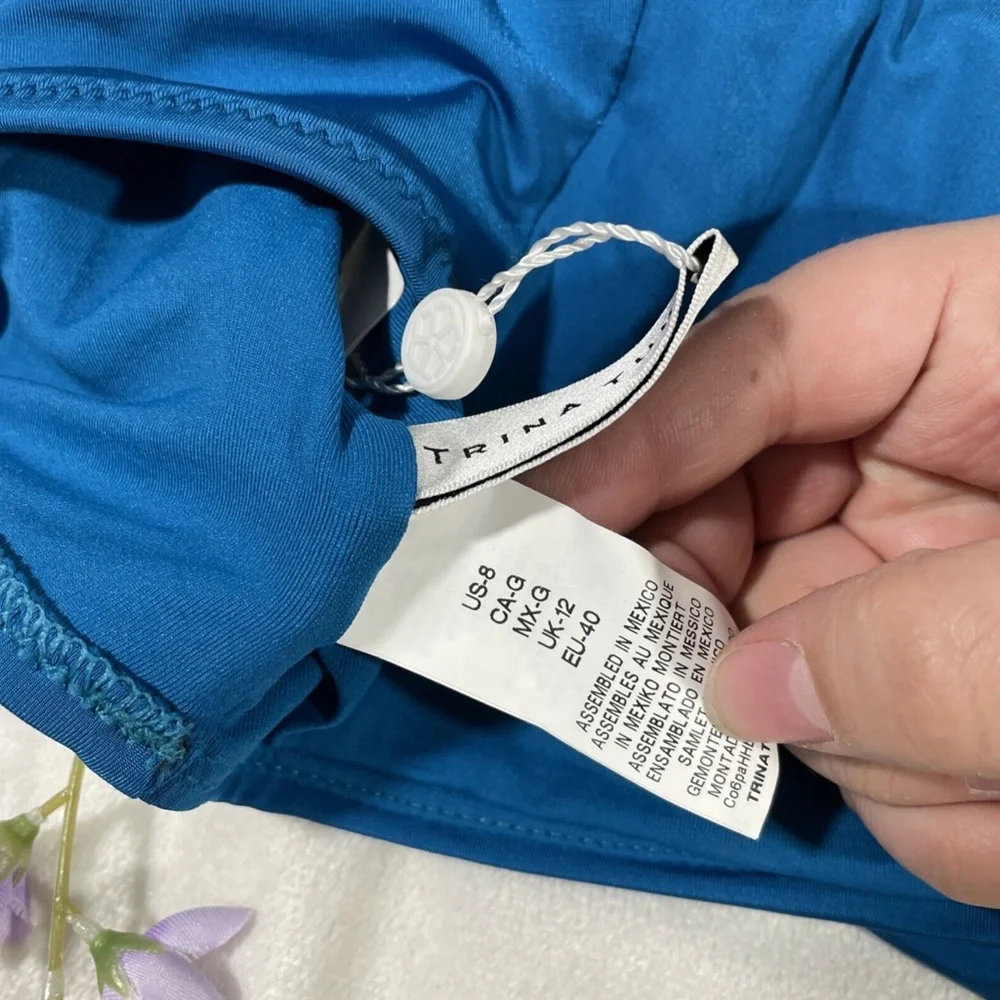 NWT Trina Turk Getaway Front Knot Bikini Top in Dark‎ Teal [size 8 ]